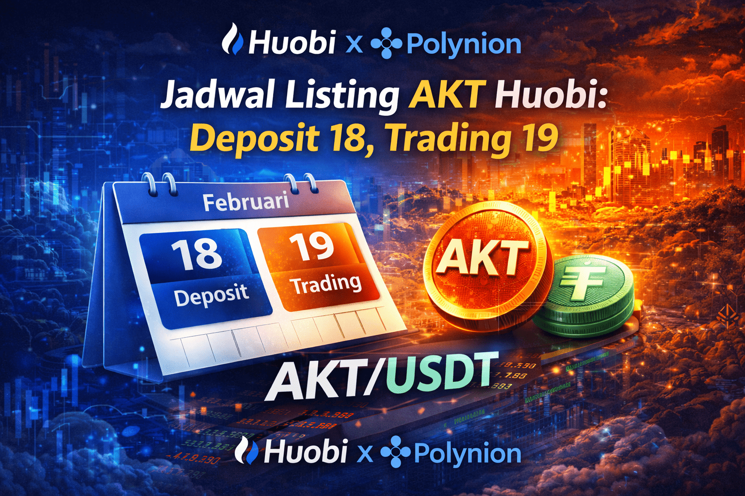 Jadwal Listing AKT Huobi: Deposit 18, Trading 19