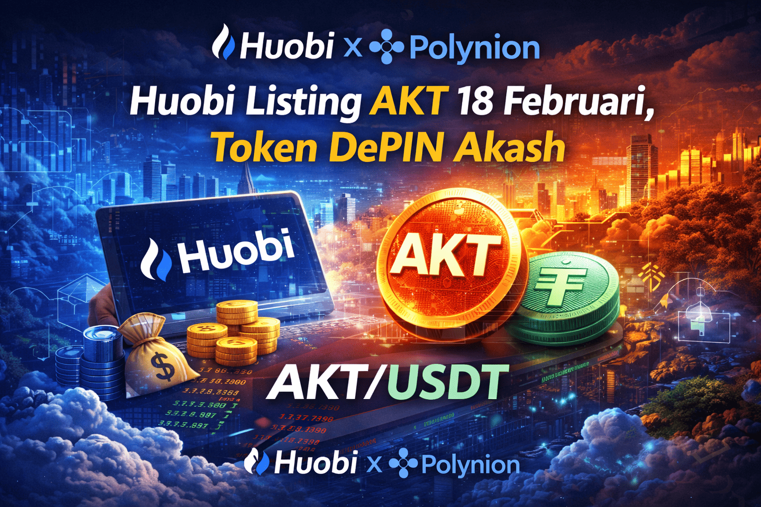 Huobi Listing AKT 18 Februari, Token DePIN Akash